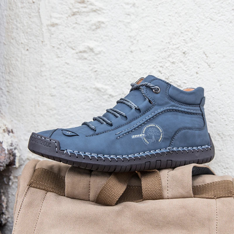 (⏰LAST DAY - 50% OFF🛒)Men's Retro Hand-Stitched Pigskin Boots – Wide Toe, Breathable, Non-Slip, Arch Support, Memory Foam Insole, Lightweight & Comfortable for Walking & Driving