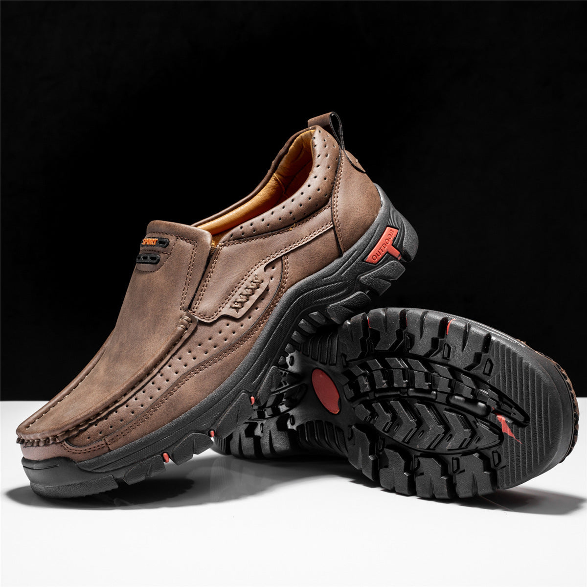 Mitchell Shoes Men's Non-slip Walking Leather Lightweight Breathable Casual Loafers