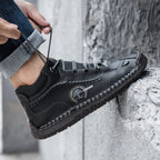 (⏰LAST DAY - 50% OFF🛒)Men's Retro Hand-Stitched Pigskin Boots – Wide Toe, Breathable, Non-Slip, Arch Support, Memory Foam Insole, Lightweight & Comfortable for Walking & Driving