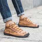 (⏰LAST DAY - 50% OFF🛒)Men's Retro Hand-Stitched Pigskin Boots – Wide Toe, Breathable, Non-Slip, Arch Support, Memory Foam Insole, Lightweight & Comfortable for Walking & Driving