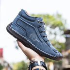 (⏰LAST DAY - 50% OFF🛒)Men's Retro Hand-Stitched Pigskin Boots – Wide Toe, Breathable, Non-Slip, Arch Support, Memory Foam Insole, Lightweight & Comfortable for Walking & Driving