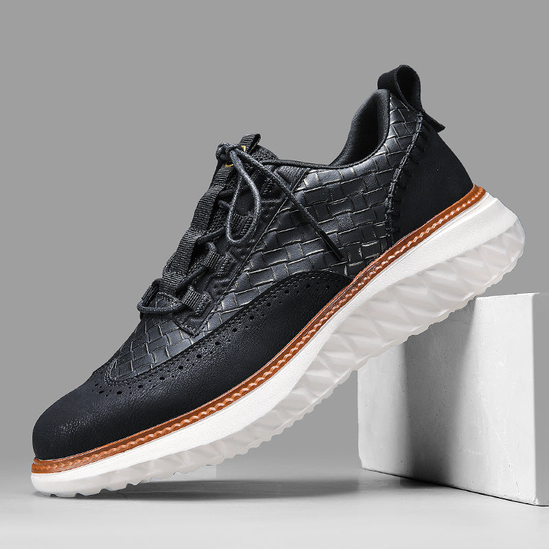 👟LAST DAY - 60% OFF⏰ Men’s Comfortable Lace-Up Brogue Sneakers – Ultra-Lightweight & Breathable Woven Upper, Arch Support, Wide-Toe Fit, Shock-Absorbing Sole for All-Day Comfort
