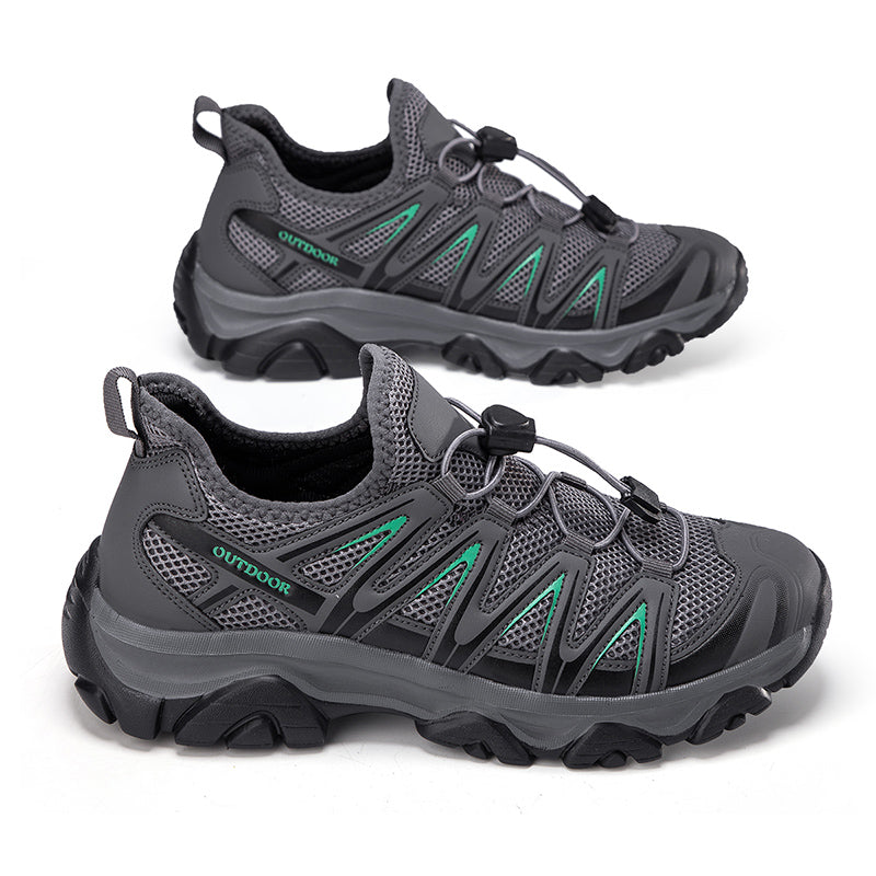 ⏰LAST DAY – 60% OFF🛒 Men's Lightweight Breathable Outdoor Hiking Shoes with Elastic Laces - Comfortable Running and Trekking Sneakers