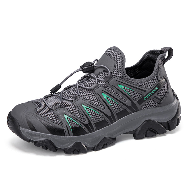 ⏰LAST DAY – 60% OFF🛒 Men's Lightweight Breathable Outdoor Hiking Shoes with Elastic Laces - Comfortable Running and Trekking Sneakers