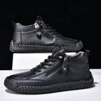 (⏰LAST DAY-70% OFF🛒)Men’s Outdoor Casual Leather Boots – First Layer Cowhide, Wide Toe, Arch Support, Zipper & Slip-On, Comfortable for Walking & Driving