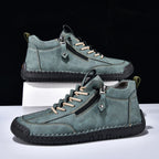 (⏰LAST DAY-70% OFF🛒)Men’s Outdoor Casual Leather Boots – First Layer Cowhide, Wide Toe, Arch Support, Zipper & Slip-On, Comfortable for Walking & Driving