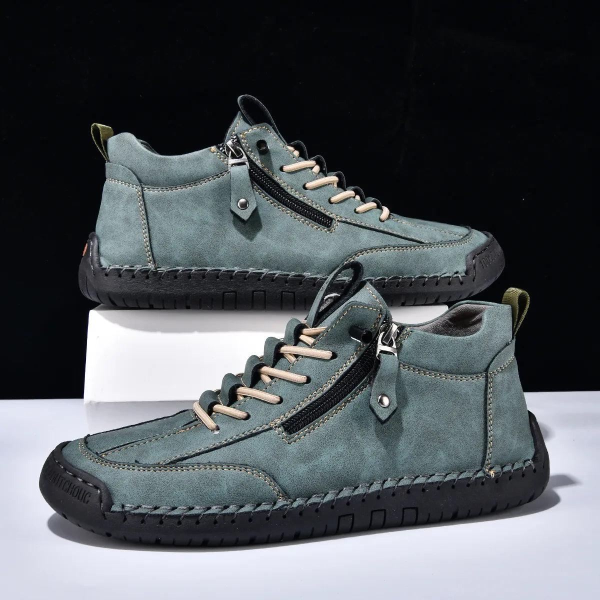 (⏰LAST DAY-70% OFF🛒)Men’s Outdoor Casual Leather Boots – First Layer Cowhide, Wide Toe, Arch Support, Zipper & Slip-On, Comfortable for Walking & Driving