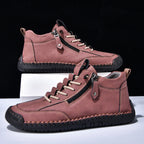 (⏰LAST DAY-70% OFF🛒)Men’s Outdoor Casual Leather Boots – First Layer Cowhide, Wide Toe, Arch Support, Zipper & Slip-On, Comfortable for Walking & Driving