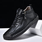 (⏰LAST DAY-70% OFF🛒)Men’s Outdoor Casual Leather Boots – First Layer Cowhide, Wide Toe, Arch Support, Zipper & Slip-On, Comfortable for Walking & Driving