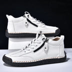 (⏰LAST DAY-70% OFF🛒)Men’s Outdoor Casual Leather Boots – First Layer Cowhide, Wide Toe, Arch Support, Zipper & Slip-On, Comfortable for Walking & Driving