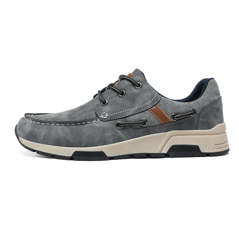⏰Limited Time 60% OFF🛒 Men's Comfortable Lace-Up Walking Shoes – Washed Denim-Style Leather With Arch Support, Heel Pain Relief & All-Day Comfort for Casual Daily Wear