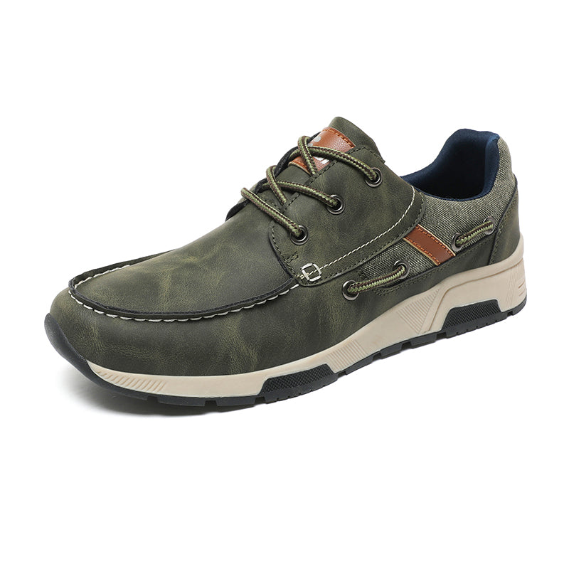 ⏰Limited Time 60% OFF🛒 Men's Comfortable Lace-Up Walking Shoes – Washed Denim-Style Leather With Arch Support, Heel Pain Relief & All-Day Comfort for Casual Daily Wear