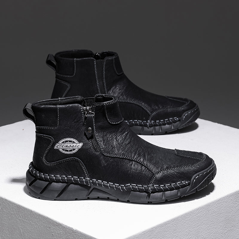 Men's Orthopedic Safety Off-Road Leather Boots - Lightweight ; Round Toe ; Ankle Protection ; Arch Support ; Non-Slip ; Durable for 3 years