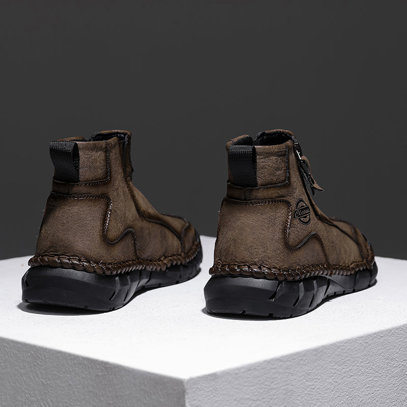 Men's Orthopedic Safety Off-Road Leather Boots - Lightweight ; Round Toe ; Ankle Protection ; Arch Support ; Non-Slip ; Durable for 3 years