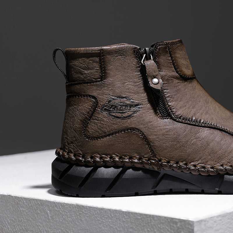 Men's Orthopedic Safety Off-Road Leather Boots - Lightweight ; Round Toe ; Ankle Protection ; Arch Support ; Non-Slip ; Durable for 3 years