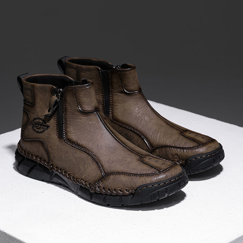 Men's Orthopedic Safety Off-Road Leather Boots - Lightweight ; Round Toe ; Ankle Protection ; Arch Support ; Non-Slip ; Durable for 3 years