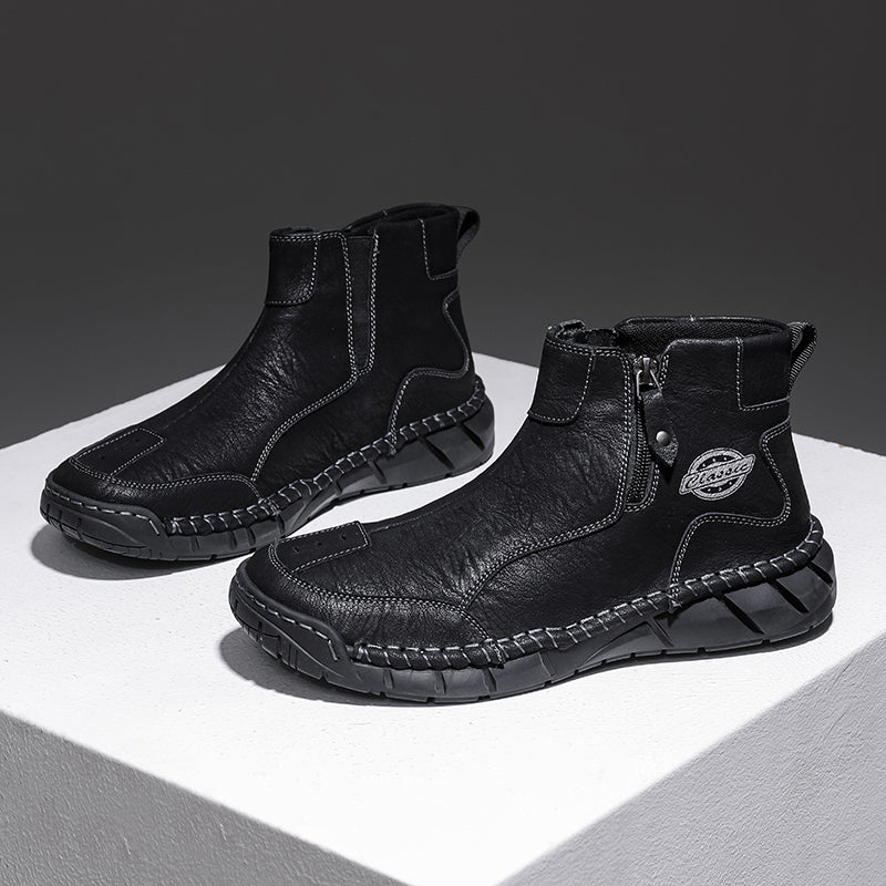 Men's Orthopedic Safety Off-Road Leather Boots - Lightweight ; Round Toe ; Ankle Protection ; Arch Support ; Non-Slip ; Durable for 3 years