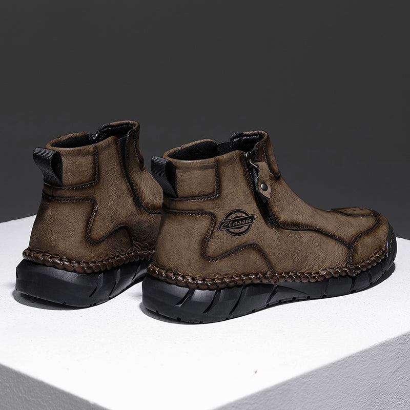 Men's Orthopedic Safety Off-Road Leather Boots - Lightweight ; Round Toe ; Ankle Protection ; Arch Support ; Non-Slip ; Durable for 3 years