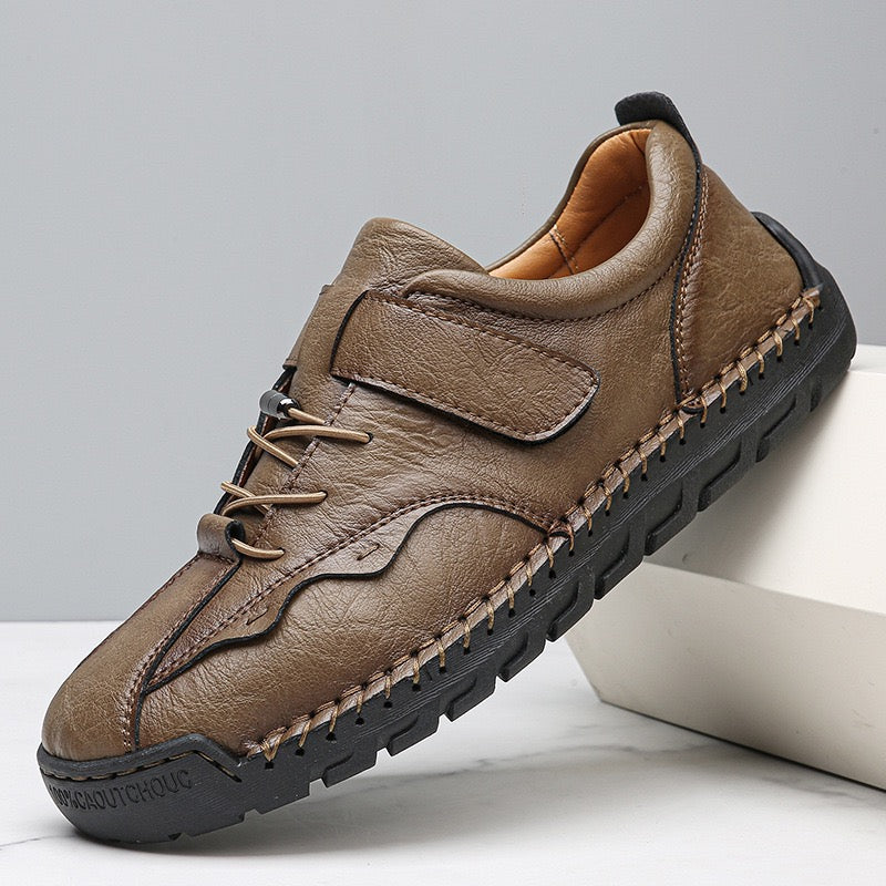 ⏰Promotion - 50% OFF🔥GARB®Men's Handcrafted Leather Orthopedic Loafers - Wide Toe Box, Adjustable Hook & Loop Strap