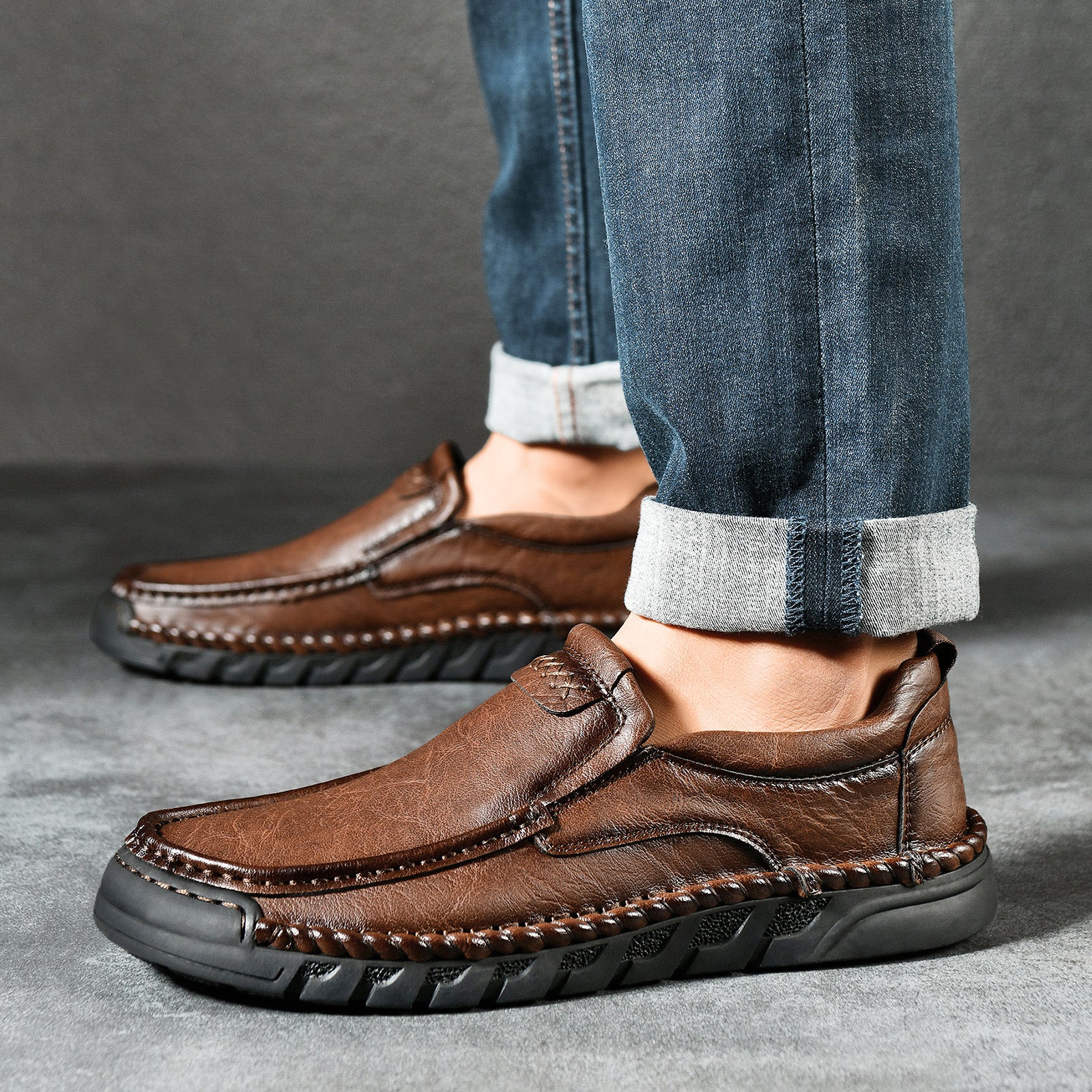 ⏰Last Day! 50% OFF 🔥Men's Handmade Leather Loafers with Arch Support & Wide Toe Box