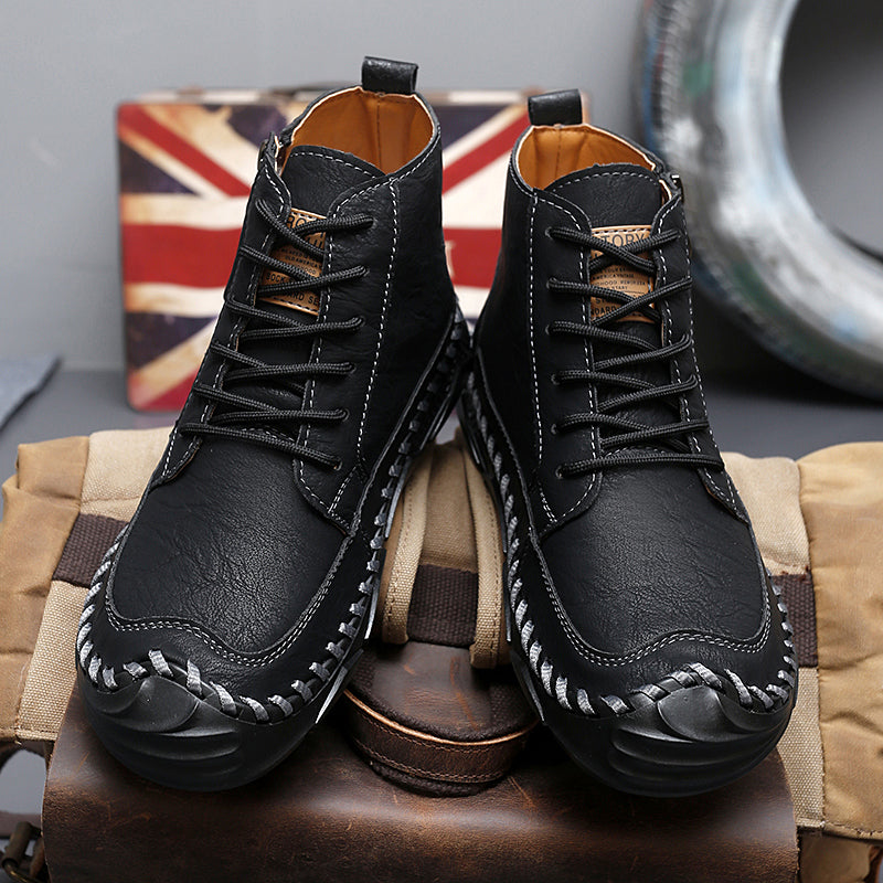 ⏰Clearance Sale-70%OFF🔥Men’s Easy-On Leather Motorcycle Boots – Lightweight Desert Style with Ankle Support & Anti-Slip Sole for Long Rides and Daily Commutes