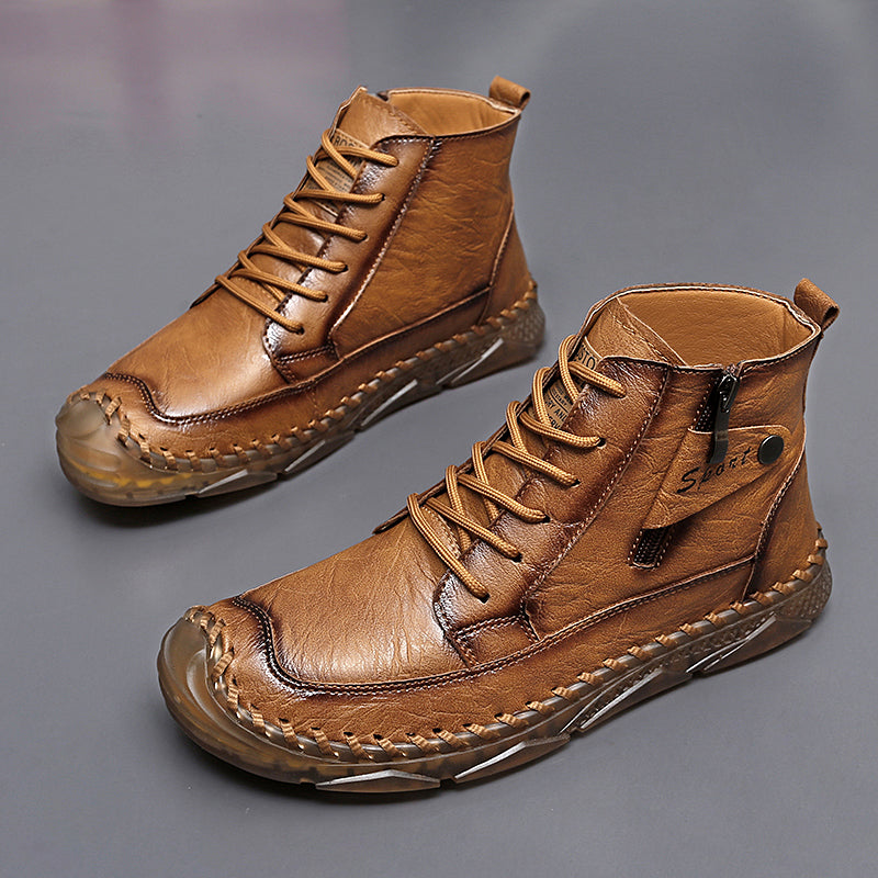 ⏰Clearance Sale-70%OFF🔥Men’s Easy-On Leather Motorcycle Boots – Lightweight Desert Style with Ankle Support & Anti-Slip Sole for Long Rides and Daily Commutes