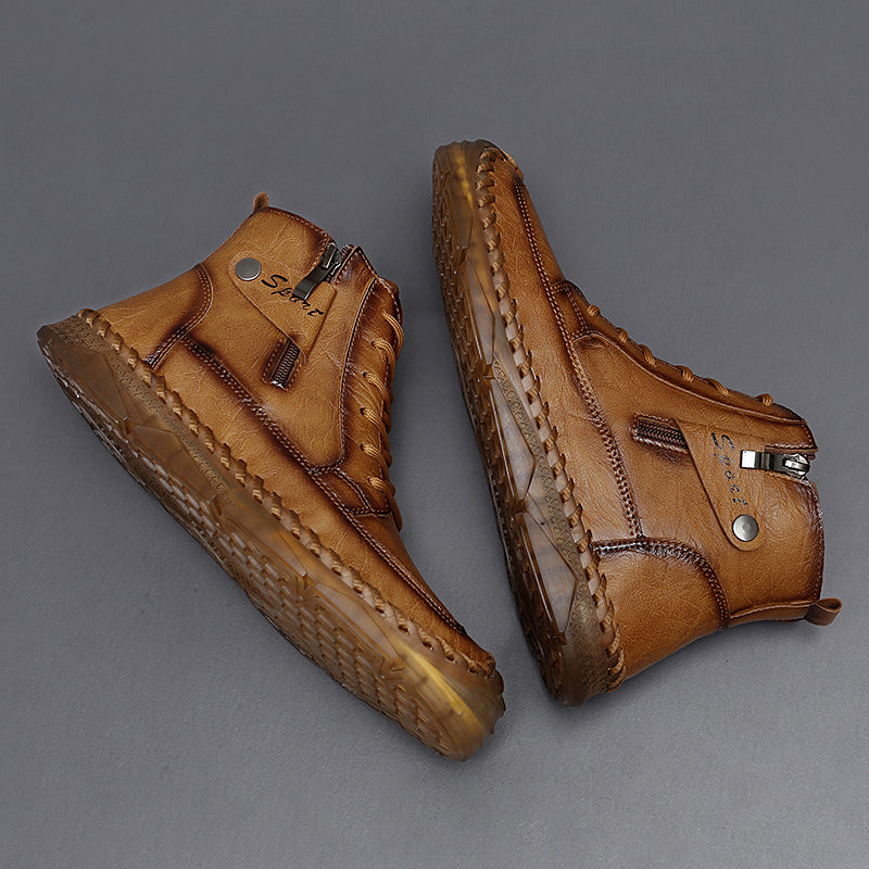 ⏰Clearance Sale-70%OFF🔥Men’s Easy-On Leather Motorcycle Boots – Lightweight Desert Style with Ankle Support & Anti-Slip Sole for Long Rides and Daily Commutes