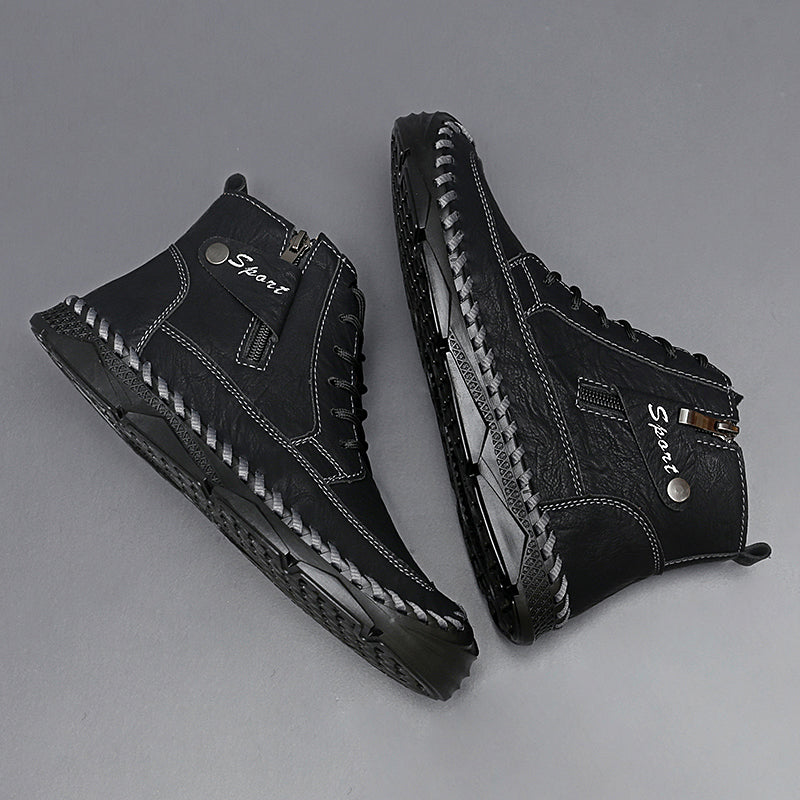 ⏰Clearance Sale-70%OFF🔥Men’s Easy-On Leather Motorcycle Boots – Lightweight Desert Style with Ankle Support & Anti-Slip Sole for Long Rides and Daily Commutes