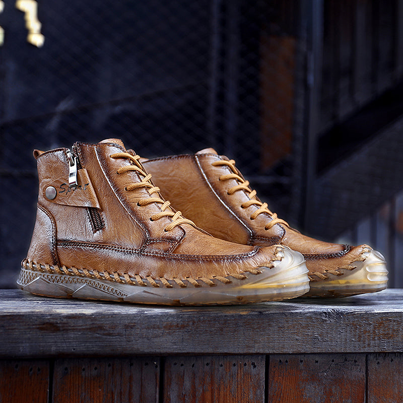 ⏰Clearance Sale-70%OFF🔥Men’s Easy-On Leather Motorcycle Boots – Lightweight Desert Style with Ankle Support & Anti-Slip Sole for Long Rides and Daily Commutes