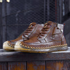 ⏰Clearance Sale-70%OFF🔥Men’s Easy-On Leather Motorcycle Boots – Lightweight Desert Style with Ankle Support & Anti-Slip Sole for Long Rides and Daily Commutes