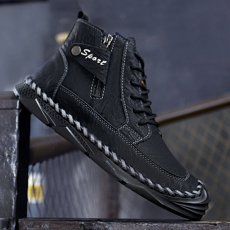 ⏰Clearance Sale-70%OFF🔥Men’s Easy-On Leather Motorcycle Boots – Lightweight Desert Style with Ankle Support & Anti-Slip Sole for Long Rides and Daily Commutes