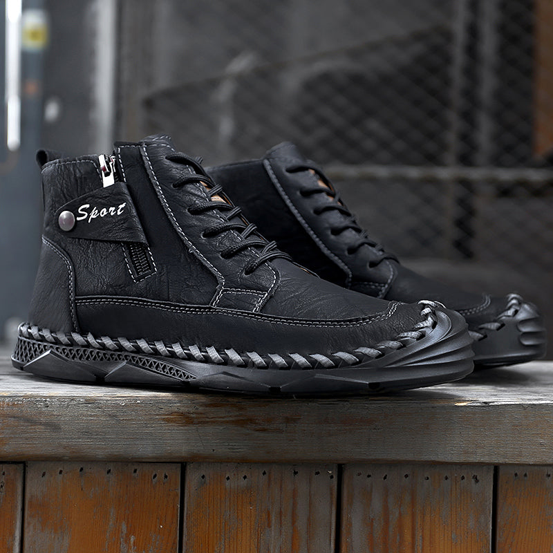 ⏰Clearance Sale-70%OFF🔥Men’s Easy-On Leather Motorcycle Boots – Lightweight Desert Style with Ankle Support & Anti-Slip Sole for Long Rides and Daily Commutes