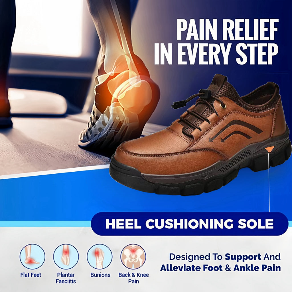 GARB®Men's handmade genuine leather drawstring slip-on orthopedic shoes