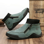 GARB® Men's Handcrafted Genuine Leather Orthopedic Zipper Boots with Easy-Wear Knit Sock (Waterproof)