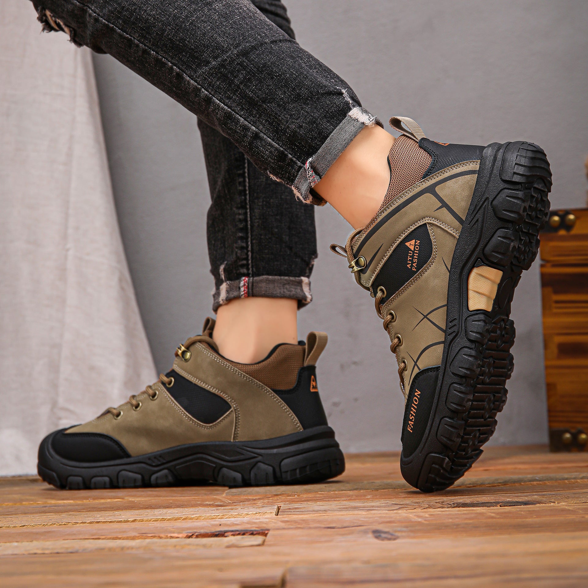 (📢LAST DAY-49% OFF🛒)Men's Outdoor Hiking Shoes – Waterproof, Non-Slip, Puncture-Proof & Smash-Proof with Arch Support & Wide Toe – Perfect for Daily Wear & Outdoor Adventures