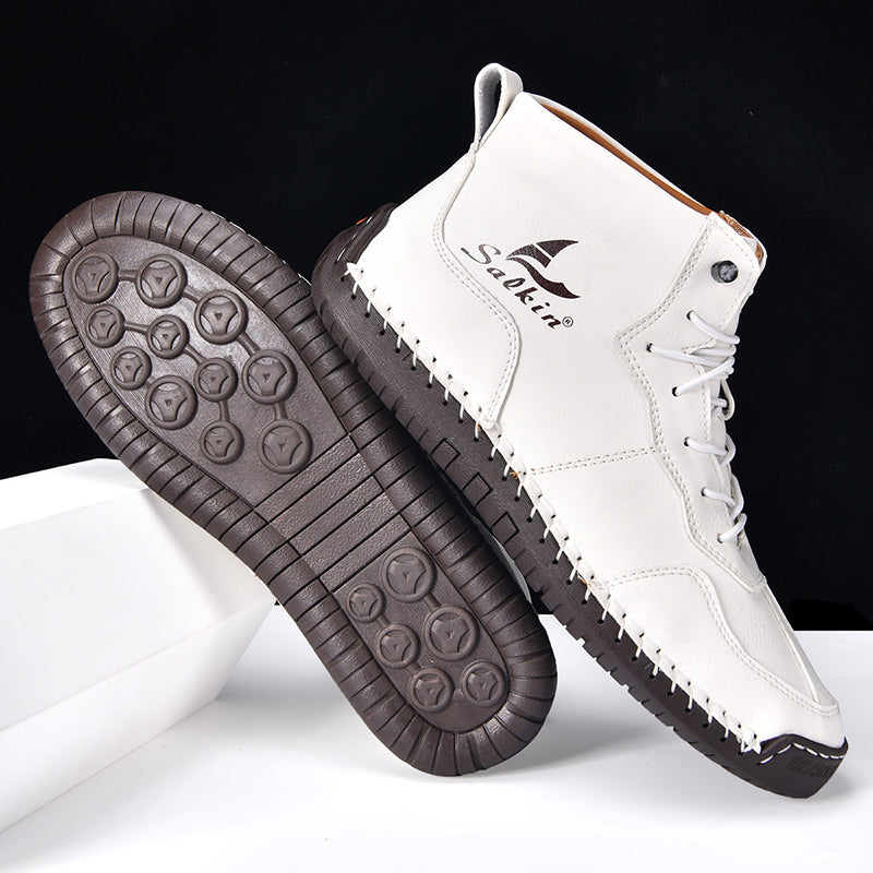 (⏰Limited Time Sale 70% OFF) Men's Orthopedic Comfortable Handmade Leather Boots - Waterproof, Non-Slip, Arch Support, Wide Toe, Shock-Absorbing, Outdoor Leather Boots