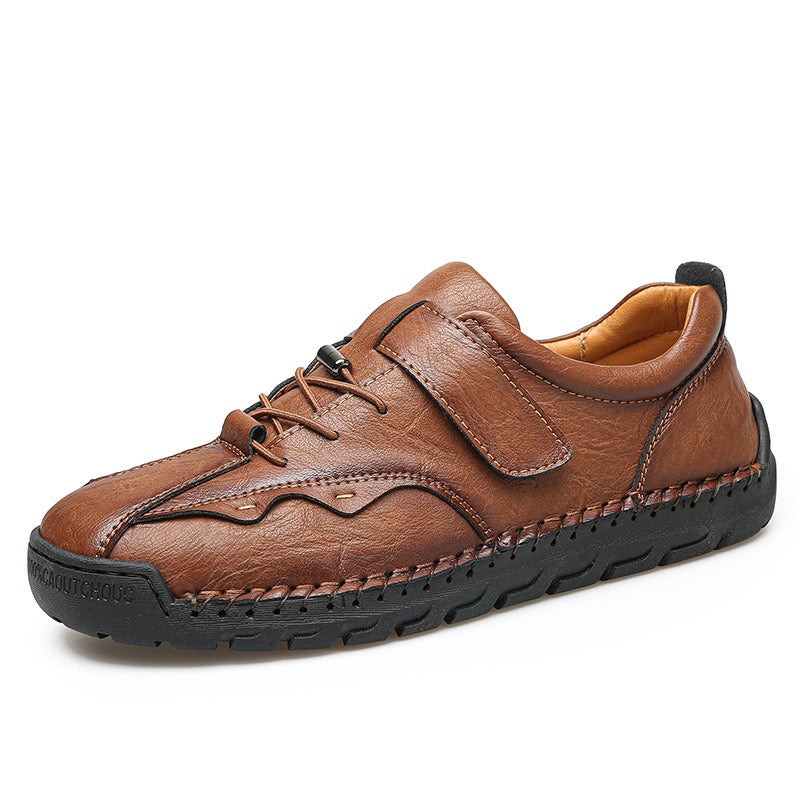 ⏰Promotion - 50% OFF🔥GARB®Men's Handcrafted Leather Orthopedic Loafers - Wide Toe Box, Adjustable Hook & Loop Strap