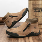 GARB® Men's Handcrafted Genuine Leather Orthopedic Zipper Boots with Easy-Wear Knit Sock (Waterproof)