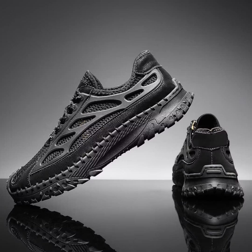 ⏰Limited Time 50% OFF🛒Men's Lace-Up Orthopedic Leather Hiking Shoes – Breathable Mesh, Durable Rubber Sole, Lightweight & Supportive