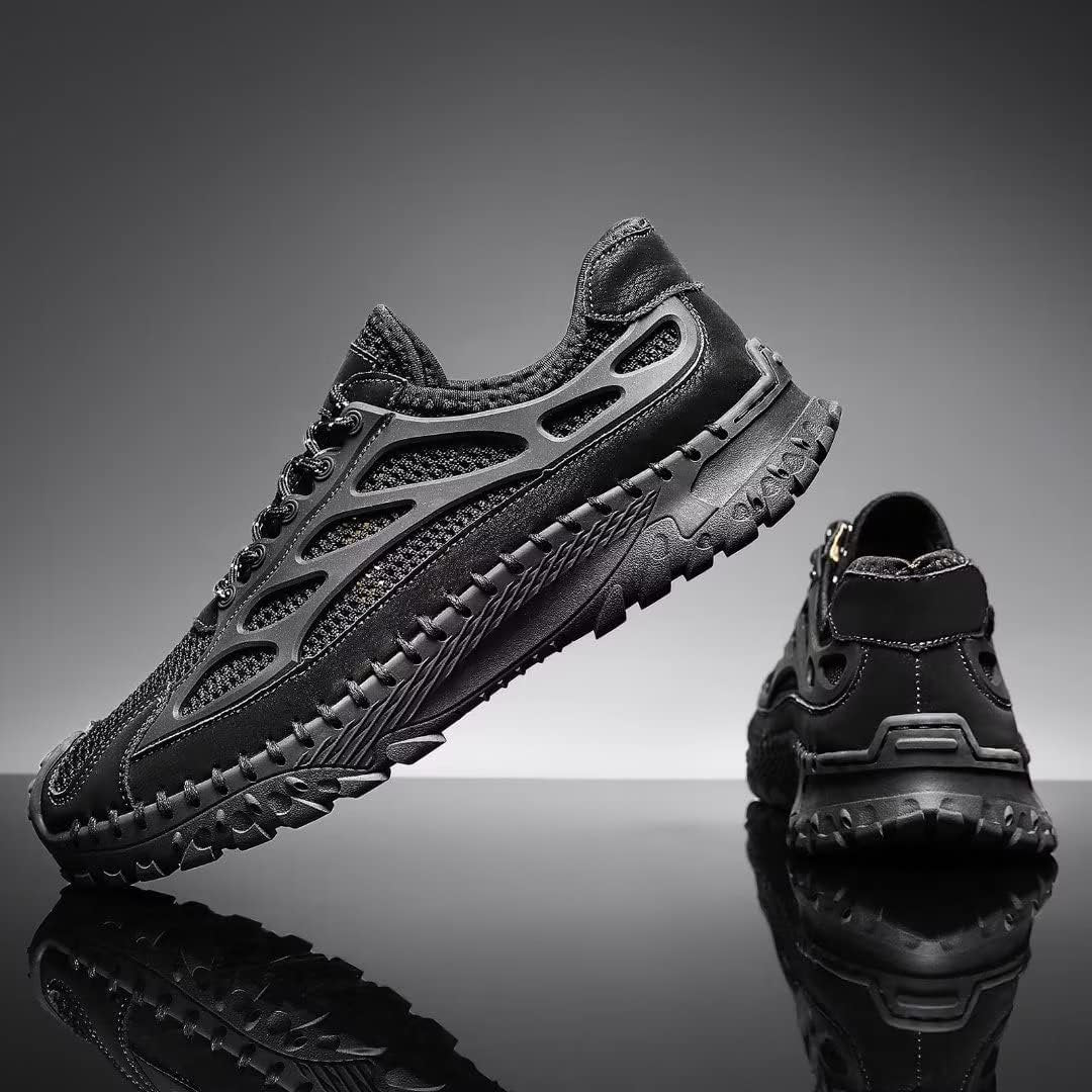 ⏰Limited Time 50% OFF🛒Men's Lace-Up Orthopedic Leather Hiking Shoes – Breathable Mesh, Durable Rubber Sole, Lightweight & Supportive