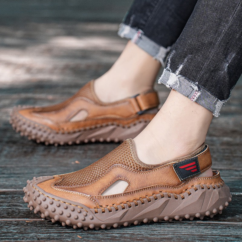 ⏰Last Day! 45% OFF 🔥GARB®Men‘s Genuine Leather Mesh Breathable Outdoor Sandals