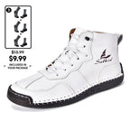 (⏰Limited Time Sale 70% OFF) Men's Orthopedic Comfortable Handmade Leather Boots - Waterproof, Non-Slip, Arch Support, Wide Toe, Shock-Absorbing, Outdoor Leather Boots