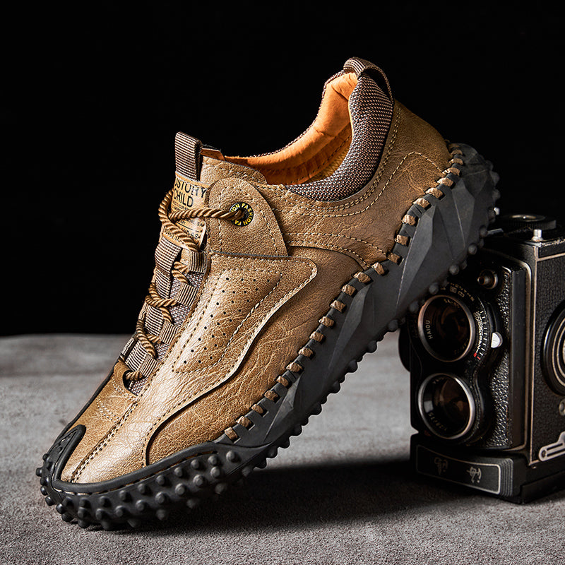 (👞Clearance Sale-70%OFF💥)Men’s Vintage Leather Hiking Shoes – Genuine Leather, Orthopedic Arch Support, Wide Toe Box, Waterproof, Breathable, Hand-Sewn, Non-Slip, Lightweight Shoes for Driving & Walking