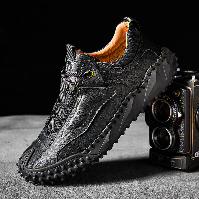 (👞Clearance Sale-70%OFF💥)Men’s Vintage Leather Hiking Shoes – Genuine Leather, Orthopedic Arch Support, Wide Toe Box, Waterproof, Breathable, Hand-Sewn, Non-Slip, Lightweight Shoes for Driving & Walking