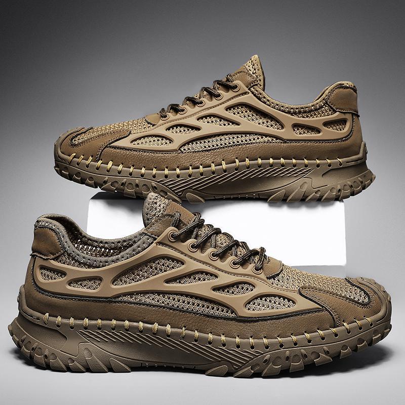 ⏰Limited Time 50% OFF🛒Men's Lace-Up Orthopedic Leather Hiking Shoes – Breathable Mesh, Durable Rubber Sole, Lightweight & Supportive