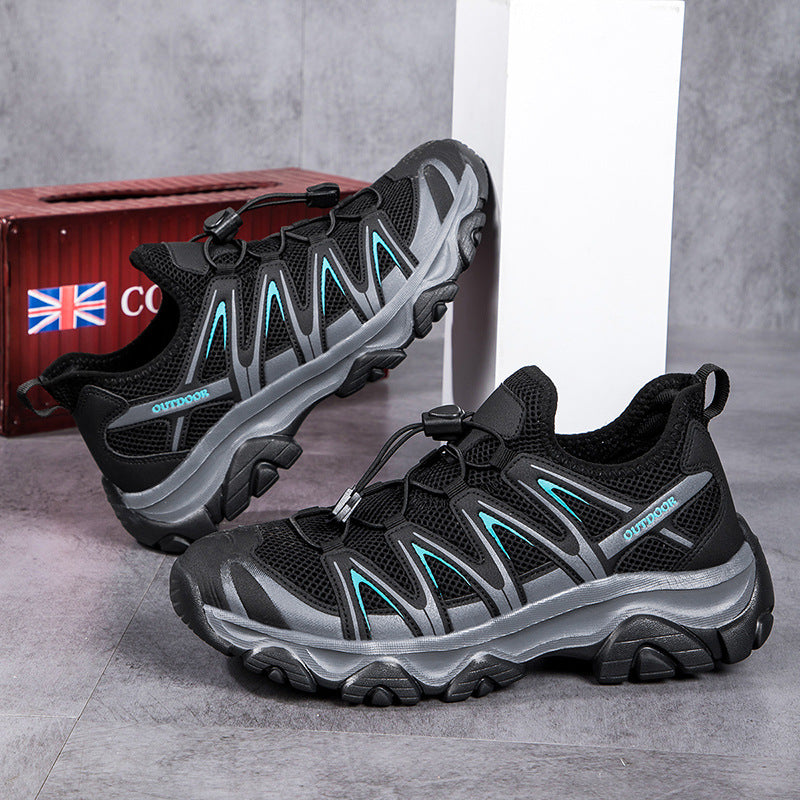 ⏰LAST DAY – 60% OFF🛒 Men's Lightweight Breathable Outdoor Hiking Shoes with Elastic Laces - Comfortable Running and Trekking Sneakers