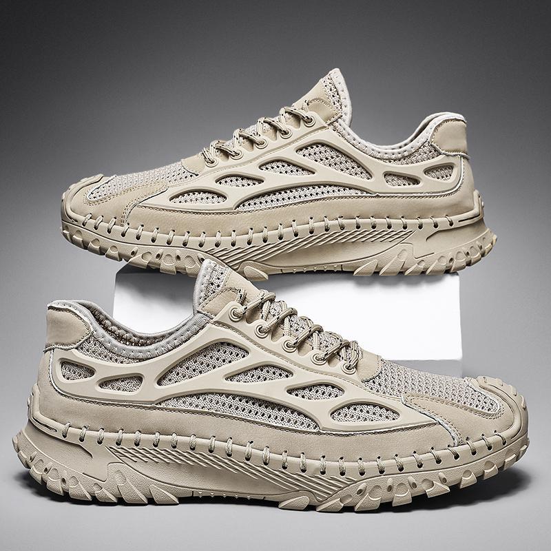 ⏰Limited Time 50% OFF🛒Men's Lace-Up Orthopedic Leather Hiking Shoes – Breathable Mesh, Durable Rubber Sole, Lightweight & Supportive