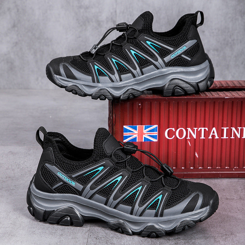 ⏰LAST DAY – 60% OFF🛒 Men's Lightweight Breathable Outdoor Hiking Shoes with Elastic Laces - Comfortable Running and Trekking Sneakers