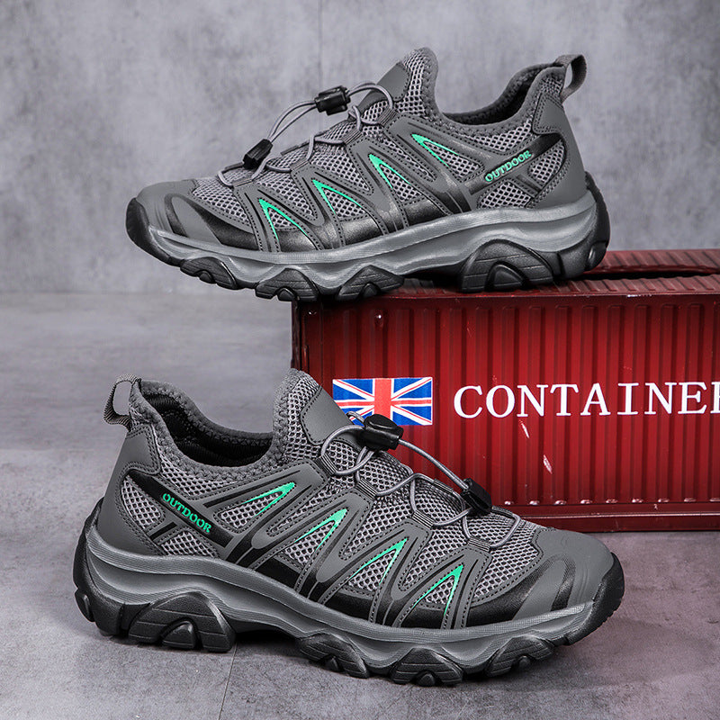 ⏰LAST DAY – 60% OFF🛒 Men's Lightweight Breathable Outdoor Hiking Shoes with Elastic Laces - Comfortable Running and Trekking Sneakers