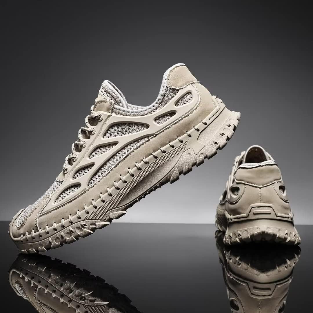 ⏰Limited Time 50% OFF🛒Men's Lace-Up Orthopedic Leather Hiking Shoes – Breathable Mesh, Durable Rubber Sole, Lightweight & Supportive